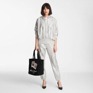 Pant options - NWOT Karl Lagerfeld silver metallic foil sweatshirt hoodie